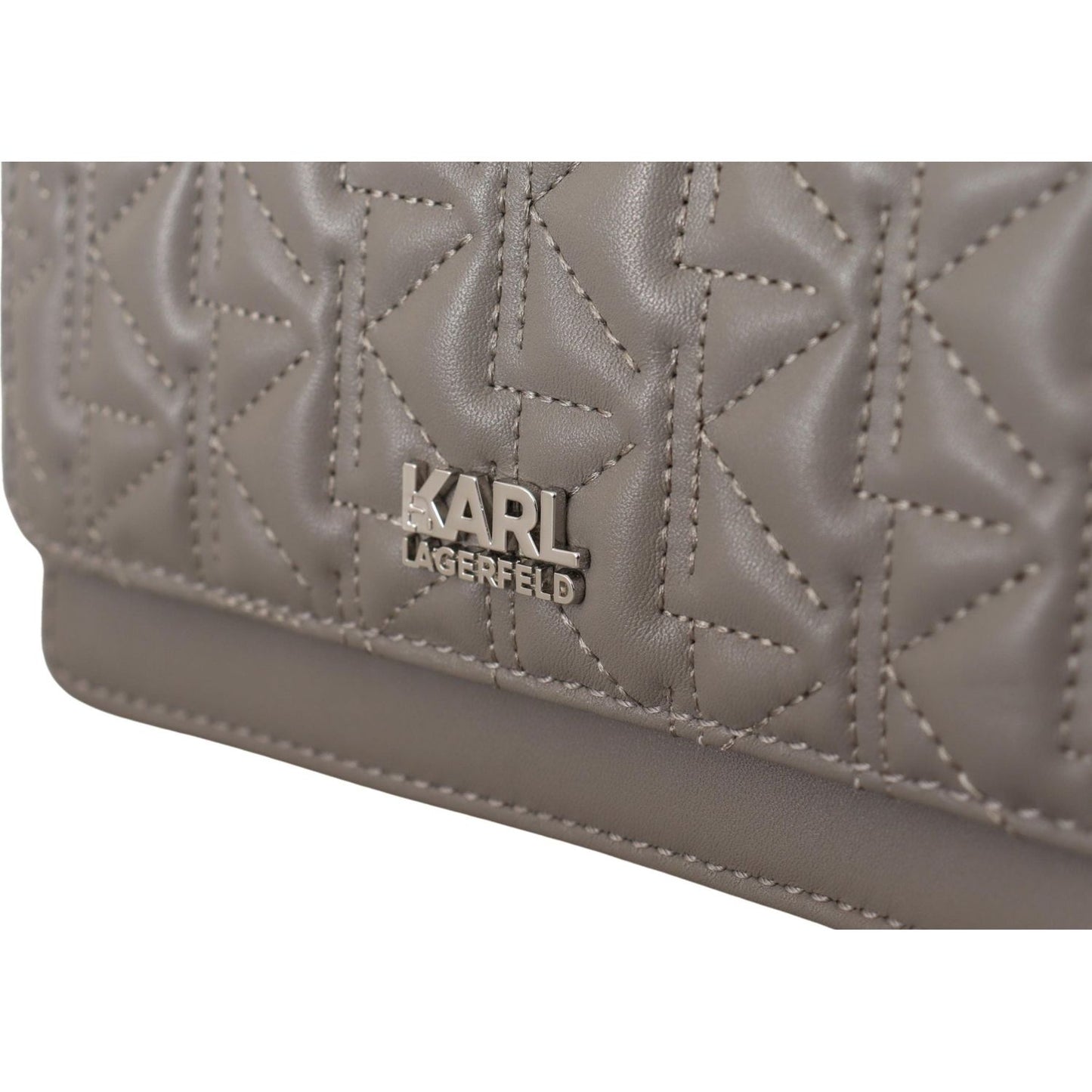 Karl Lagerfeld Elegant Grey Leather Crossbody Bag Karl Lagerfeld