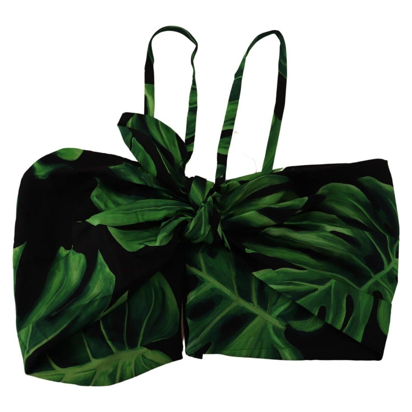 Dolce & Gabbana Elegant Leaf Print Halter Cropped Top Dolce & Gabbana