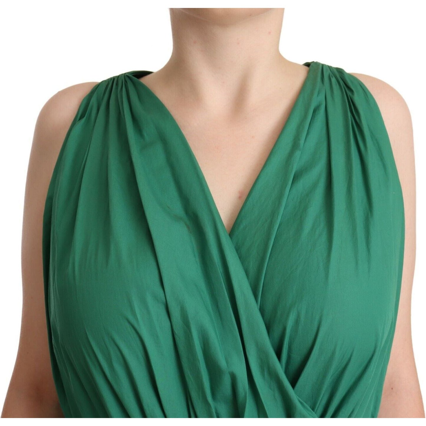 Dolce & Gabbana Elegant Deep Green Sleeveless A-Line Dress Dolce & Gabbana