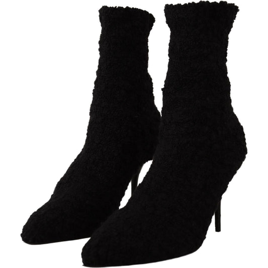 Dolce & Gabbana Elegant Black Mid-Calf Viscose Boots Dolce & Gabbana