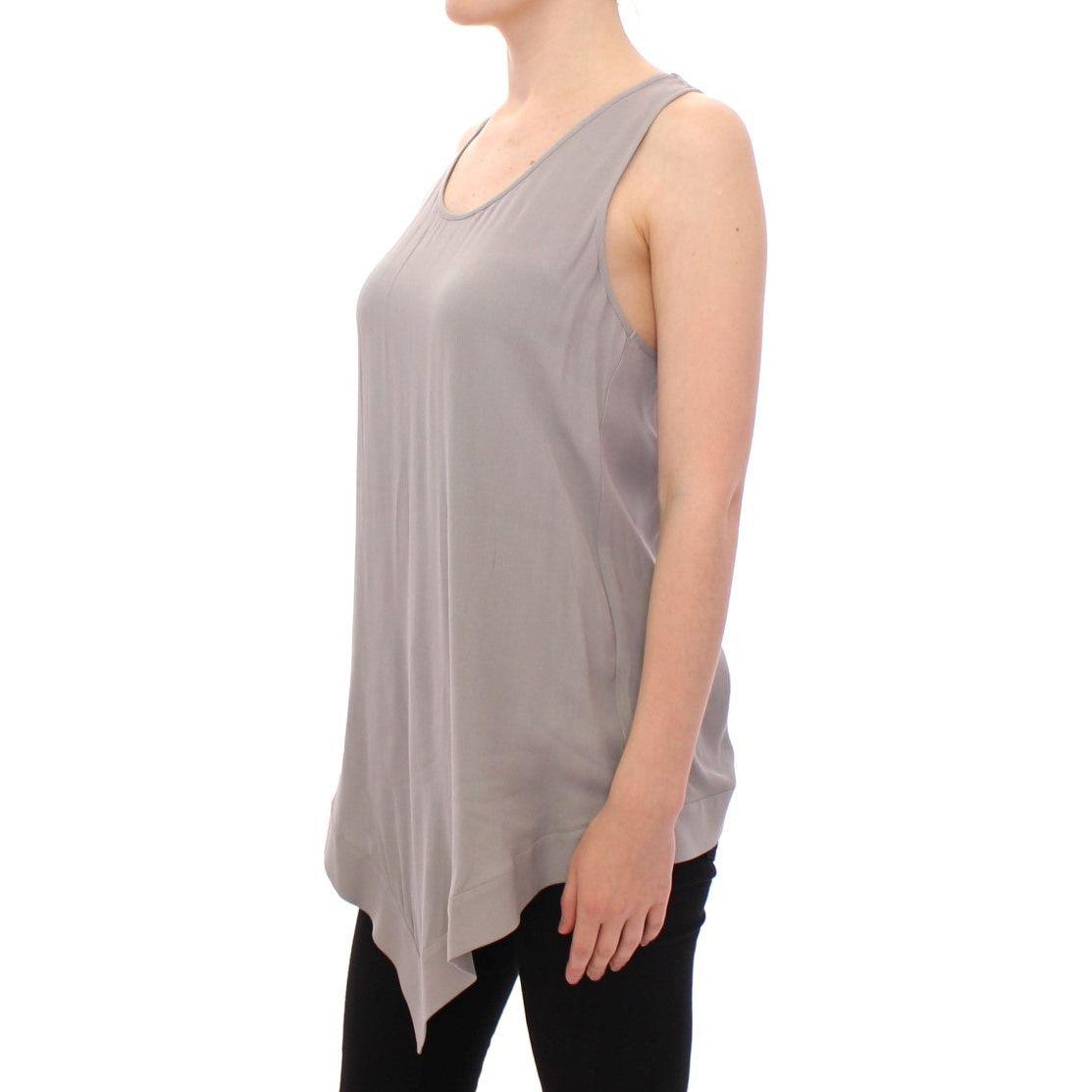 Comeforbreakfast Elegant Gray Viscose Top – Timeless Style Comeforbreakfast