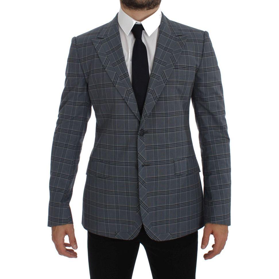 Dolce & Gabbana Blue Checkered Slim Fit Blazer Jacket 1728,67345645728,Blazers - Men - Clothing,Blazers - Suits & Blazers - Clothing,Blue,Clothing,Dolce & Gabbana,IT44 | XS,Material: 100% Cotton,Men,Men - Clothing,New with tags,Suits & Blazers - Clothing