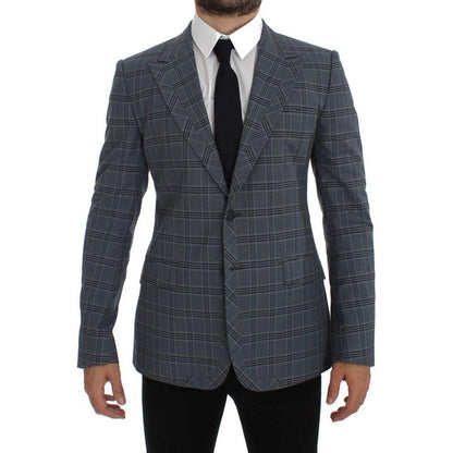 Dolce & Gabbana Blue Checkered Slim Fit Blazer Jacket 1728,67345645728,Blazers - Men - Clothing,Blazers - Suits & Blazers - Clothing,Blue,Clothing,Dolce & Gabbana,IT44 | XS,Material: 100% Cotton,Men,Men - Clothing,New with tags,Suits & Blazers - Clothing
