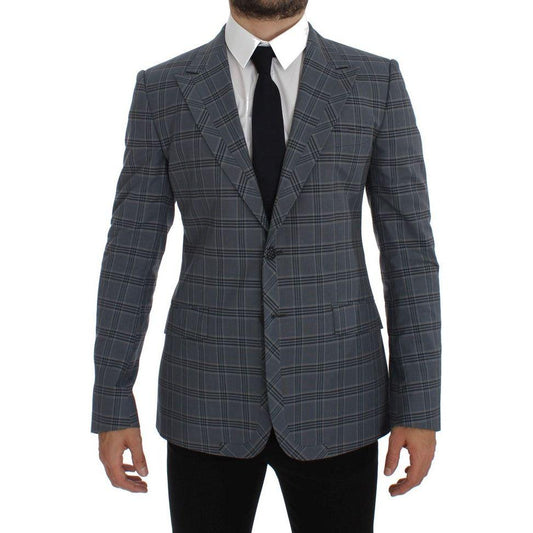 Dolce & Gabbana Blue Checkered Slim Fit Blazer Jacket 1728,67345645728,Blazers - Men - Clothing,Blazers - Suits & Blazers - Clothing,Blue,Clothing,Dolce & Gabbana,IT44 | XS,Material: 100% Cotton,Men,Men - Clothing,New with tags,Suits & Blazers - Clothing