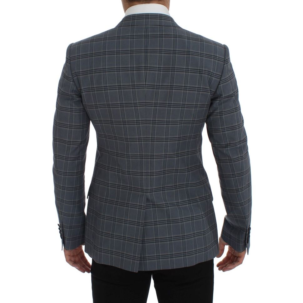 Dolce & Gabbana Blue Checkered Slim Fit Blazer Jacket 1728,67345645728,Blazers - Men - Clothing,Blazers - Suits & Blazers - Clothing,Blue,Clothing,Dolce & Gabbana,IT44 | XS,Material: 100% Cotton,Men,Men - Clothing,New with tags,Suits & Blazers - Clothing