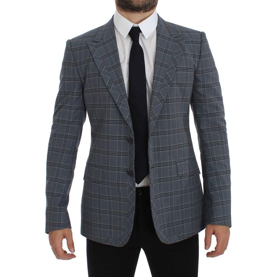 Dolce & Gabbana Blue Checkered Slim Fit Blazer Jacket 1728,67345645728,Blazers - Men - Clothing,Blazers - Suits & Blazers - Clothing,Blue,Clothing,Dolce & Gabbana,IT44 | XS,Material: 100% Cotton,Men,Men - Clothing,New with tags,Suits & Blazers - Clothing
