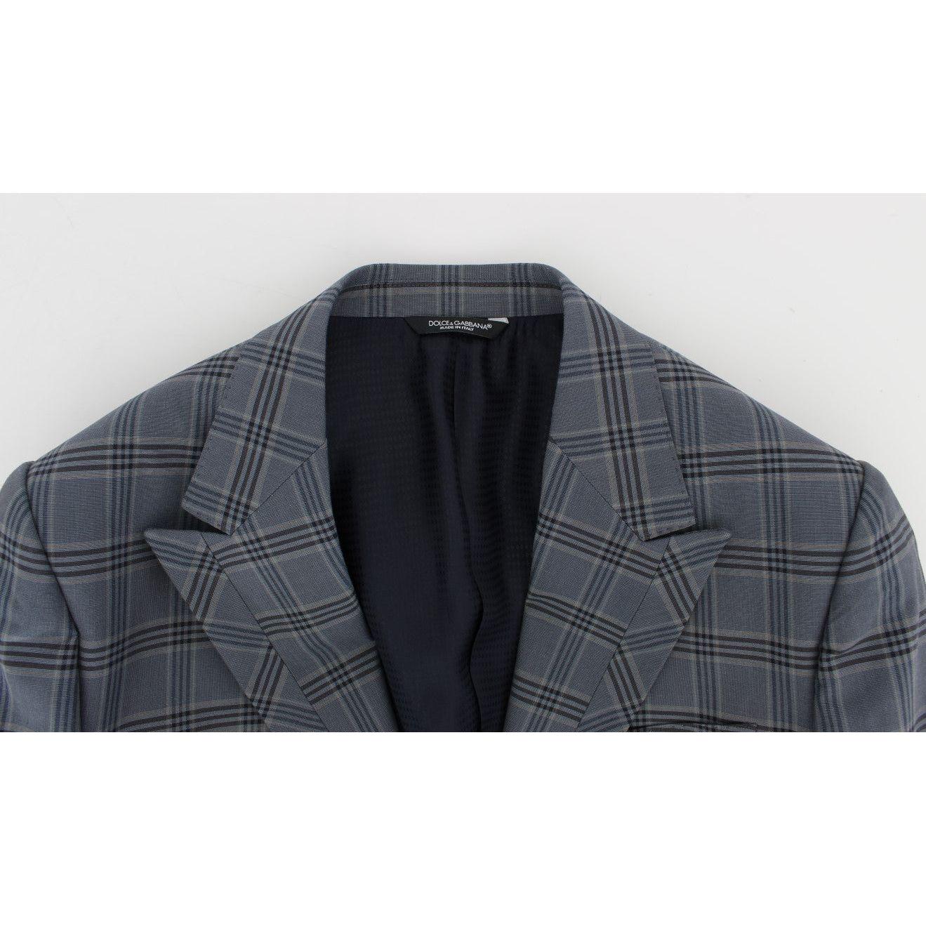 Dolce & Gabbana Blue Checkered Slim Fit Blazer Jacket 1728,67345645728,Blazers - Men - Clothing,Blazers - Suits & Blazers - Clothing,Blue,Clothing,Dolce & Gabbana,IT44 | XS,Material: 100% Cotton,Men,Men - Clothing,New with tags,Suits & Blazers - Clothing