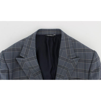 Dolce & Gabbana Blue Checkered Slim Fit Blazer Jacket 1728,67345645728,Blazers - Men - Clothing,Blazers - Suits & Blazers - Clothing,Blue,Clothing,Dolce & Gabbana,IT44 | XS,Material: 100% Cotton,Men,Men - Clothing,New with tags,Suits & Blazers - Clothing
