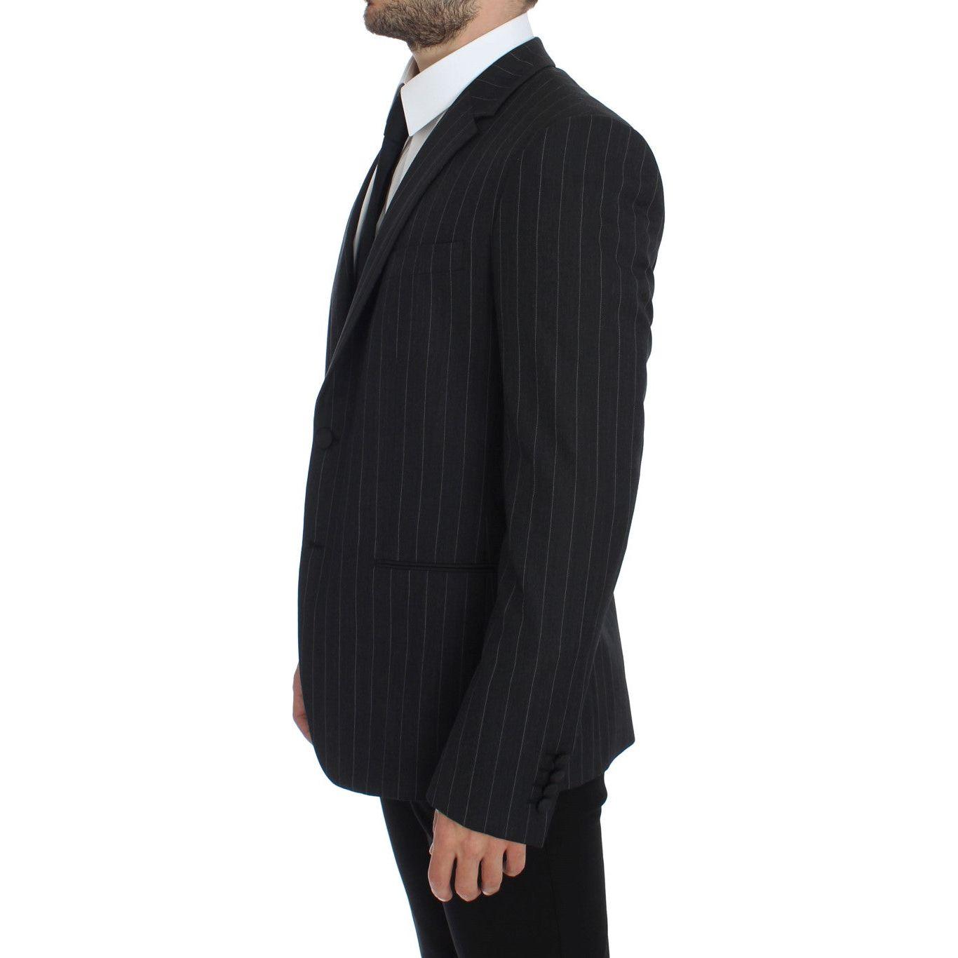 Dolce & Gabbana Gray Striped Slim Fit Wool Blazer 1728,5% Virgin wool,67345645728,Blazers - Men - Clothing,Blazers - Suits & Blazers - Clothing,Clothing,Dolce & Gabbana,Gray,IT50 | L,Material: 95% Wool,Men,Men - Clothing,New with tags,Suits & Blazers - Cl