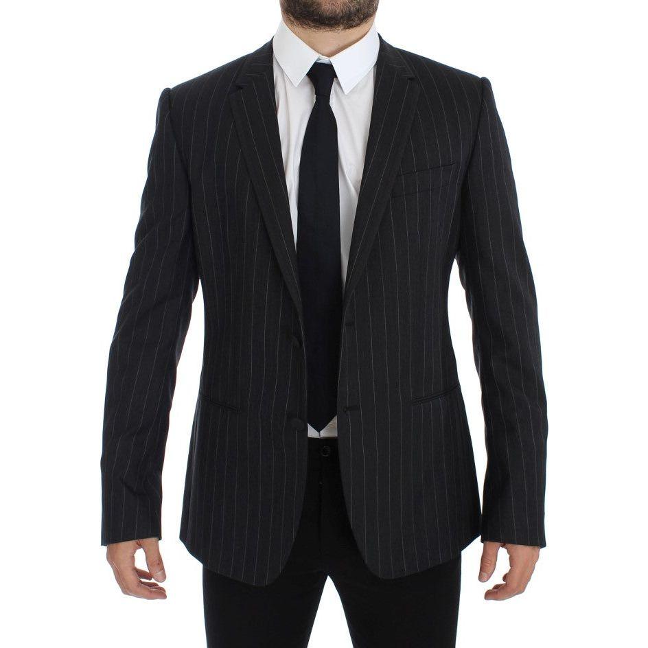Dolce & Gabbana Gray Striped Slim Fit Wool Blazer 1728,5% Virgin wool,67345645728,Blazers - Men - Clothing,Blazers - Suits & Blazers - Clothing,Clothing,Dolce & Gabbana,Gray,IT50 | L,Material: 95% Wool,Men,Men - Clothing,New with tags,Suits & Blazers - Cl