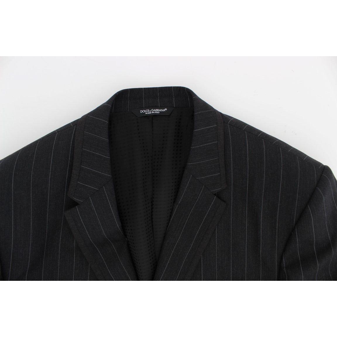 Dolce & Gabbana Gray Striped Slim Fit Wool Blazer 1728,5% Virgin wool,67345645728,Blazers - Men - Clothing,Blazers - Suits & Blazers - Clothing,Clothing,Dolce & Gabbana,Gray,IT50 | L,Material: 95% Wool,Men,Men - Clothing,New with tags,Suits & Blazers - Cl