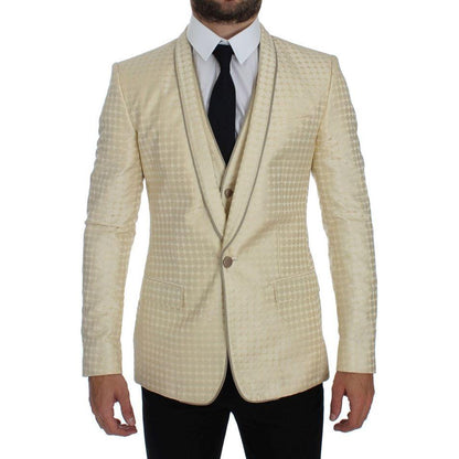Dolce & Gabbana Beige Polka Dot Silk 2 Piece Blazer 1728,42% Silk,67345645728,Beige,Blazers - Men - Clothing,Clothing,Dolce & Gabbana,IT44 | XS,Material: 58% Polyester,Men,Men - Clothing,New with tags,Suits & Blazers - Clothing,Two-Piece Suits - Suits & B