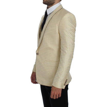 Dolce & Gabbana Beige Polka Dot Silk 2 Piece Blazer 1728,42% Silk,67345645728,Beige,Blazers - Men - Clothing,Clothing,Dolce & Gabbana,IT44 | XS,Material: 58% Polyester,Men,Men - Clothing,New with tags,Suits & Blazers - Clothing,Two-Piece Suits - Suits & B