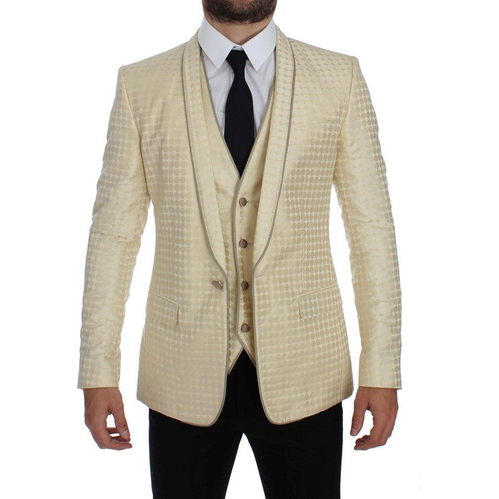 Dolce & Gabbana Beige Polka Dot Silk 2 Piece Blazer 1728,42% Silk,67345645728,Beige,Blazers - Men - Clothing,Clothing,Dolce & Gabbana,IT44 | XS,Material: 58% Polyester,Men,Men - Clothing,New with tags,Suits & Blazers - Clothing,Two-Piece Suits - Suits & B