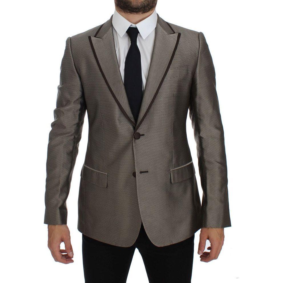 Dolce & Gabbana Brown Slim Fit Silk Two Button Blazer 1728,67345645728,Blazers - Men - Clothing,Blazers - Suits & Blazers - Clothing,Brown,Clothing,Dolce & Gabbana,IT44 | XS,Material: 100% Silk,Men,Men - Clothing,New with tags,Suits & Blazers - Clothing