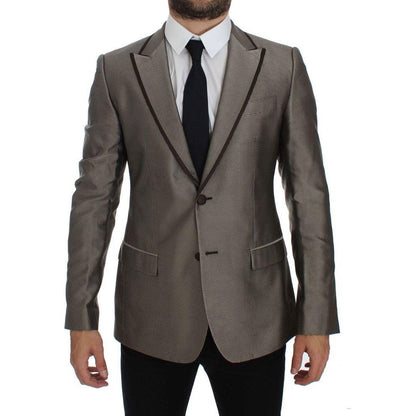 Dolce & Gabbana Brown Slim Fit Silk Two Button Blazer 1728,67345645728,Blazers - Men - Clothing,Blazers - Suits & Blazers - Clothing,Brown,Clothing,Dolce & Gabbana,IT44 | XS,Material: 100% Silk,Men,Men - Clothing,New with tags,Suits & Blazers - Clothing