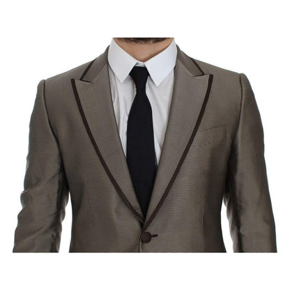 Dolce & Gabbana Brown Slim Fit Silk Two Button Blazer 1728,67345645728,Blazers - Men - Clothing,Blazers - Suits & Blazers - Clothing,Brown,Clothing,Dolce & Gabbana,IT44 | XS,Material: 100% Silk,Men,Men - Clothing,New with tags,Suits & Blazers - Clothing
