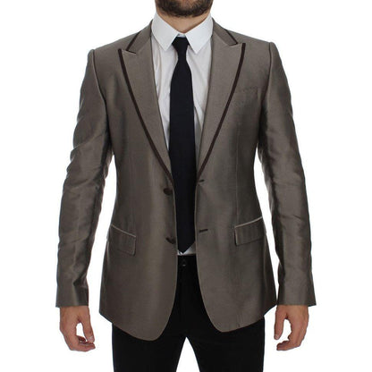 Dolce & Gabbana Brown Slim Fit Silk Two Button Blazer 1728,67345645728,Blazers - Men - Clothing,Blazers - Suits & Blazers - Clothing,Brown,Clothing,Dolce & Gabbana,IT44 | XS,Material: 100% Silk,Men,Men - Clothing,New with tags,Suits & Blazers - Clothing