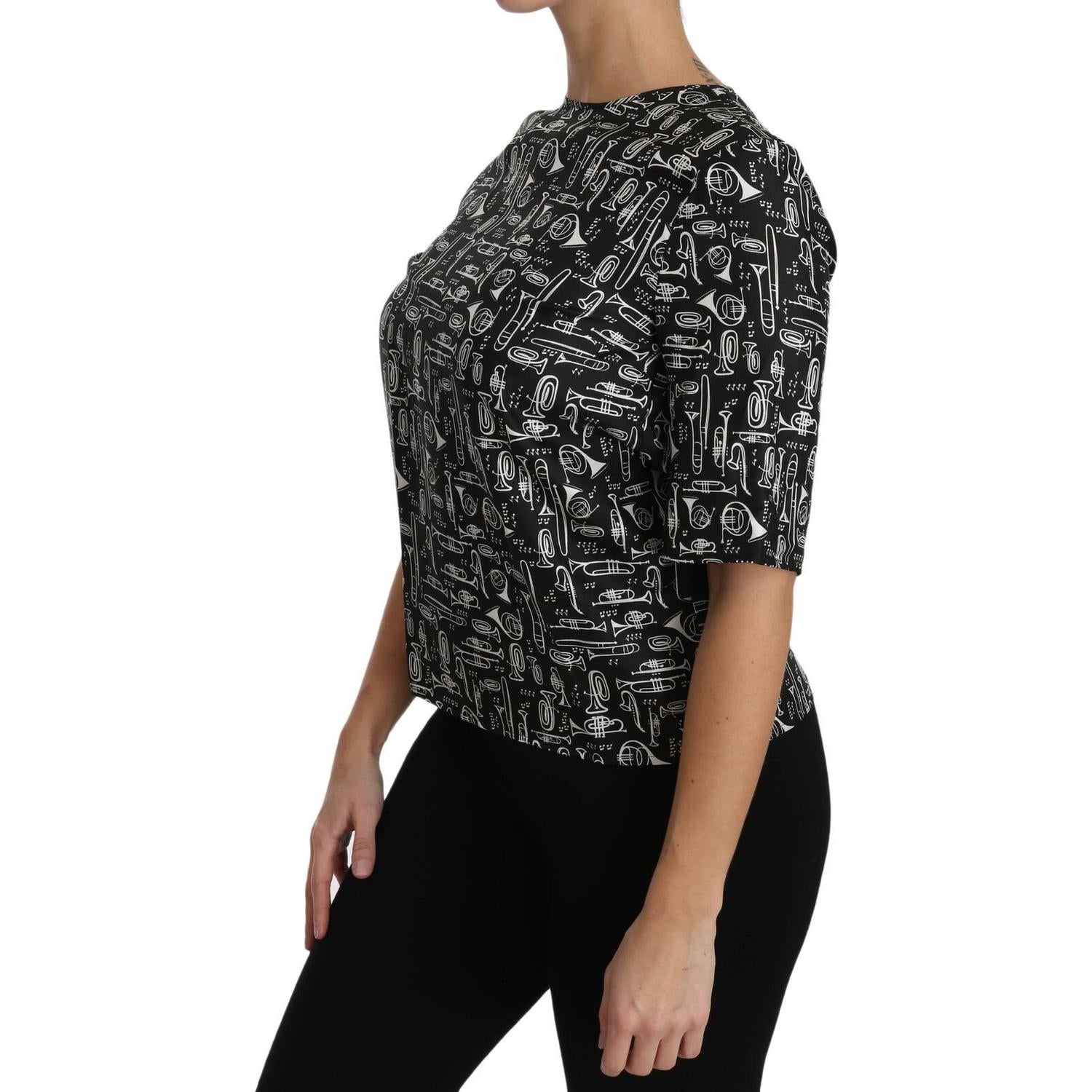 بلوزة من الحرير بطبعة البوق الرائعة من دولتشي آند غابانا