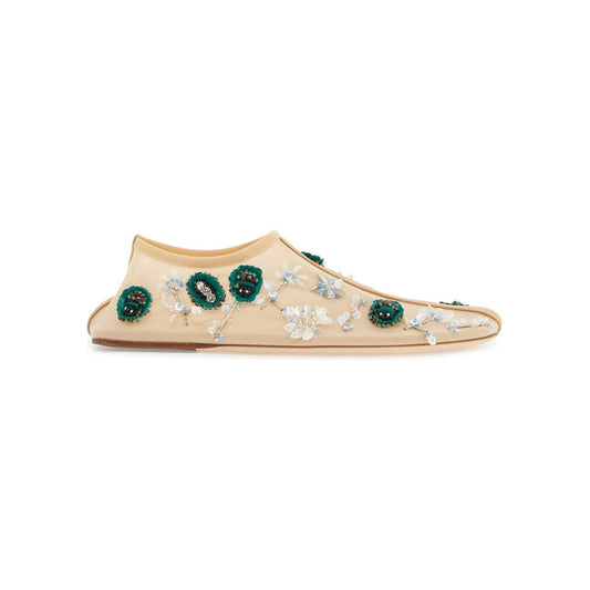 Christopher Esber ballet compact mesh with sequin and bead flowers Flat Shoes Christopher Esber