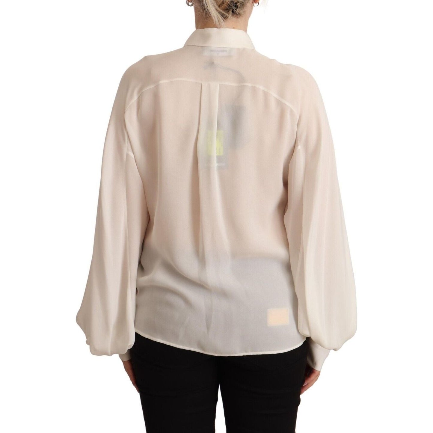 Dsquared² Elegant Off White Silk Long Sleeve Blouse Dsquared²