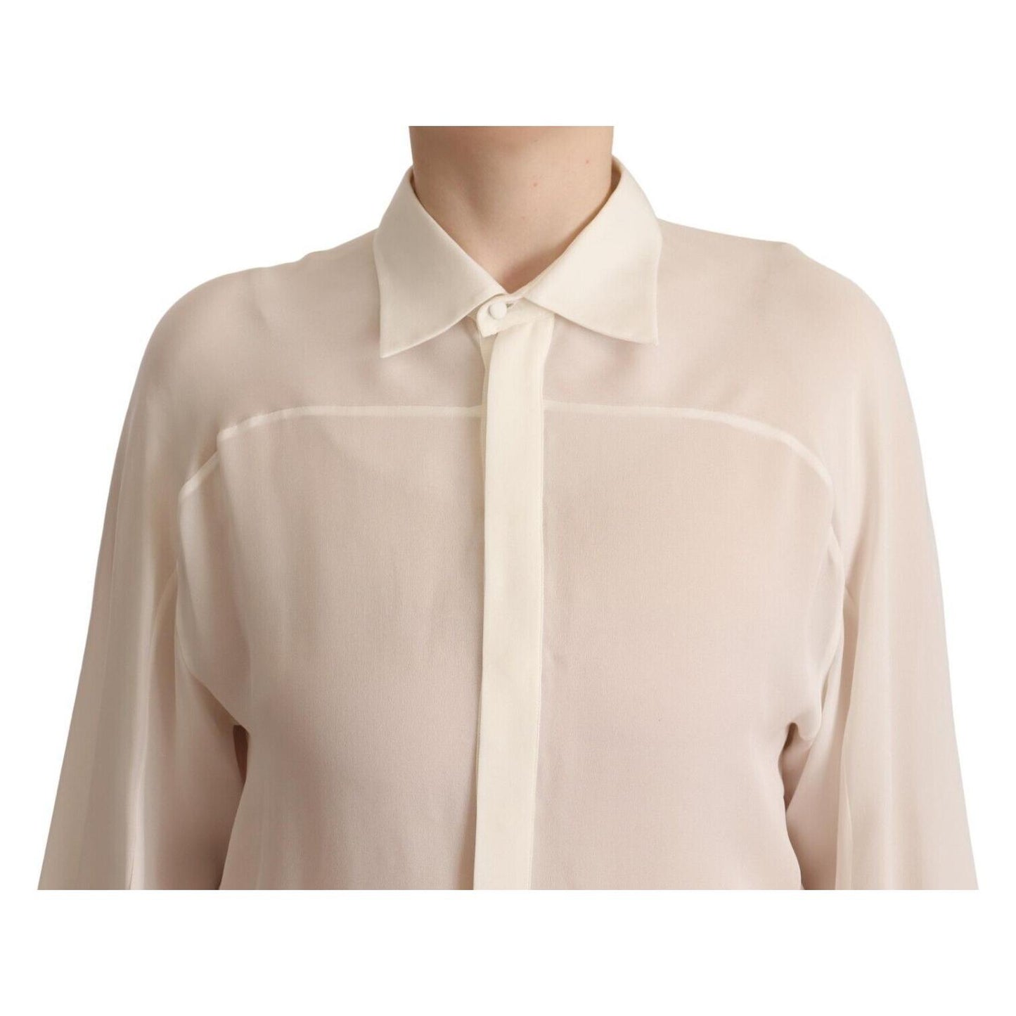 Dsquared² Elegant Off White Silk Long Sleeve Blouse Dsquared²