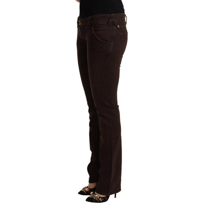 CYCLE Brown Cotton Stretch Low Waist Slim Fit Denim Jeans