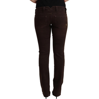 CYCLE Brown Cotton Stretch Low Waist Slim Fit Denim Jeans