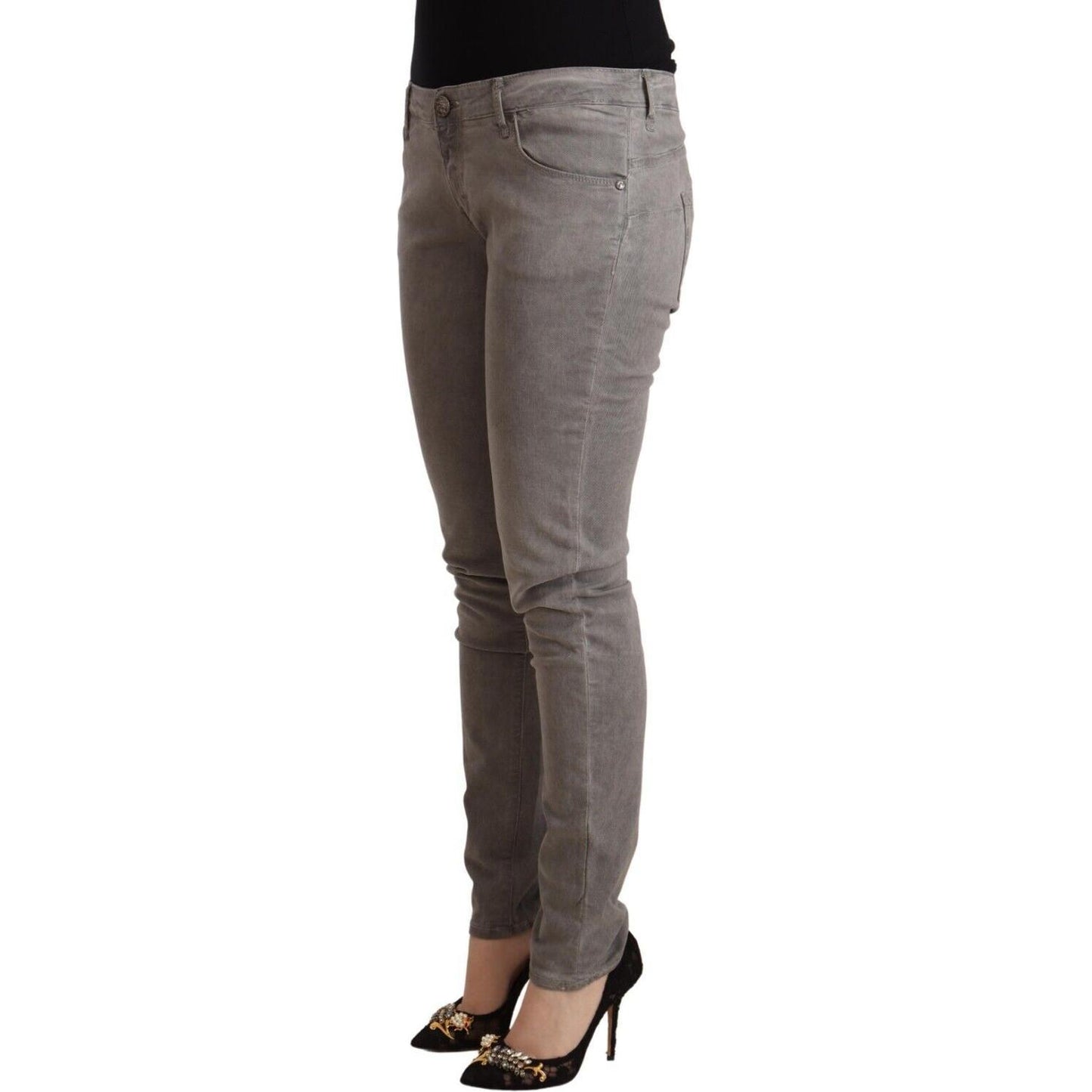 Acht Light Gray Washed Cotton Slim Fit Denim Jeans