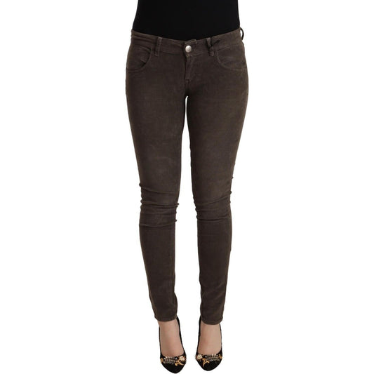 Acht Brown Cotton Slim Fit Denim Low Waist Jeans
