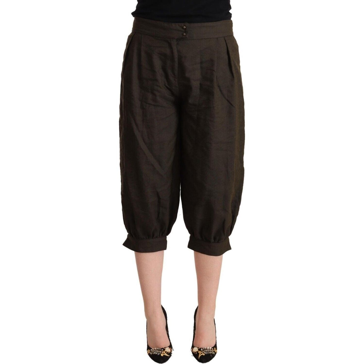 GF Ferre Chic Cropped Harem Pants in Luxe Brown Blend GF Ferre