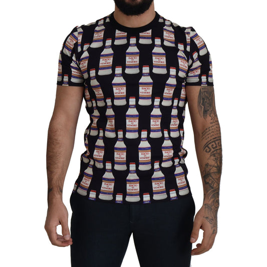 Dolce & Gabbana Black Bacio Di Venere Cotton Crew T-shirt 1728,67345645728,Black,Clothing,Dolce & Gabbana,IT44 | XS,IT46 | S,IT48 | M,IT56 | XL,IT58 | XXL,Material: 100% Cotton,Men,Men - Clothing,New with tags,T-Shirts - Clothing,T-Shirts - Men - Clothing