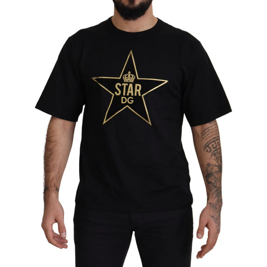 Dolce & Gabbana Black Gold STAR Crown DG Cotton Crewneck T-shirt 1728,67345645728,Black,Clothing,Dolce & Gabbana,Material: 100% Cotton,Men,Men - Clothing,New with tags,S,T-Shirts - Clothing,T-Shirts - Men - Clothing,T-Shirts - T-Shirts - Clothing,XS