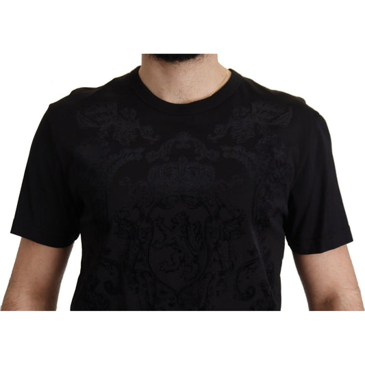 Dolce & Gabbana Elegant Black Baroque Crewneck Tee Dolce & Gabbana