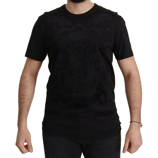 Dolce & Gabbana Black DG Baroque Cotton Crewneck T-shirt 1728,67345645728,Black,Clothing,Dolce & Gabbana,IT52 | XL,Material: 100% Cotton,Men,Men - Clothing,New with tags,T-Shirts - Clothing,T-Shirts - Men - Clothing,T-Shirts - T-Shirts - Clothing