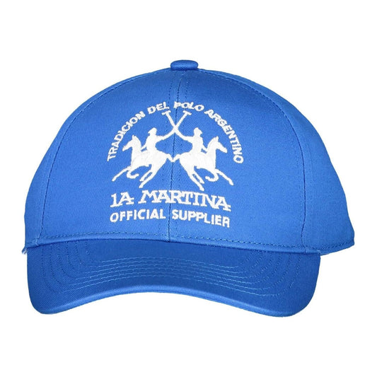 La Martina Blue Cotton Men Cap La Martina