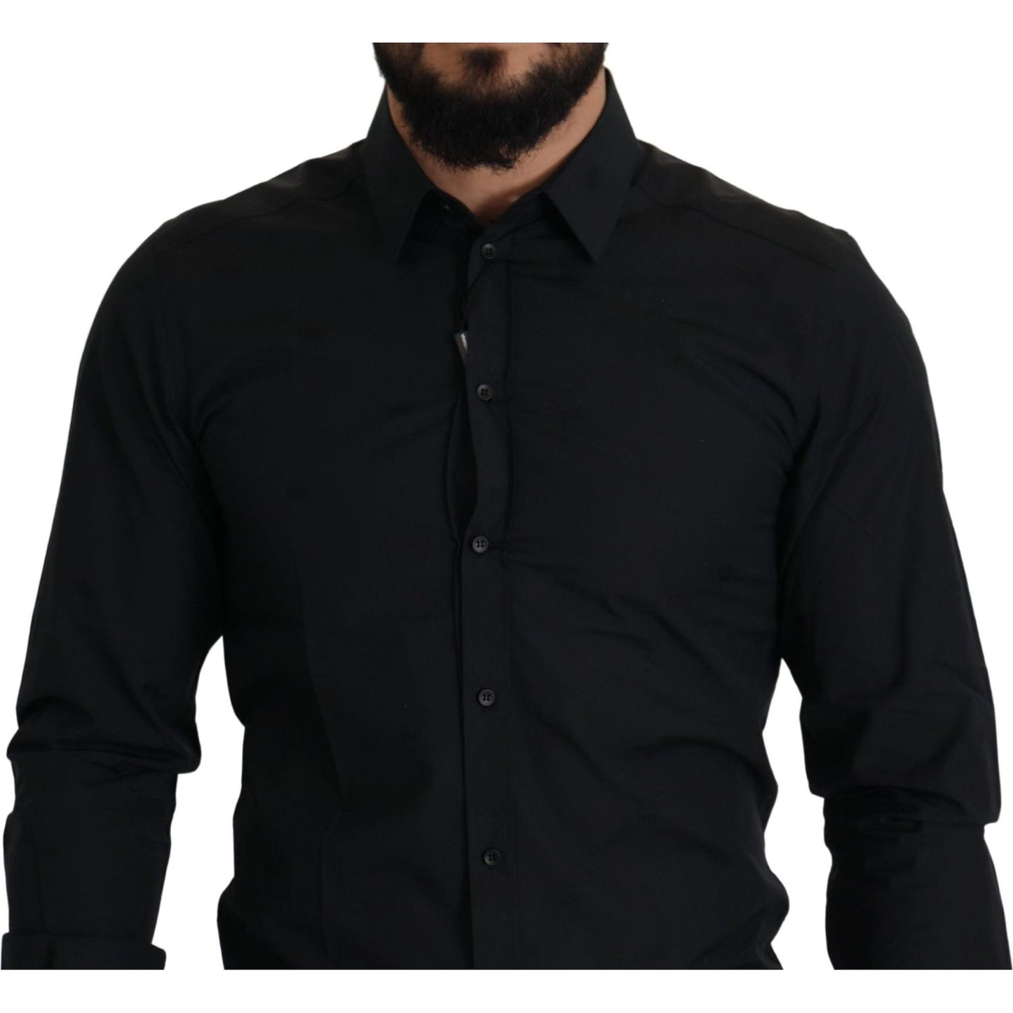 Dolce & Gabbana Elegant Slim Fit Black Cotton Dress Shirt Dolce & Gabbana