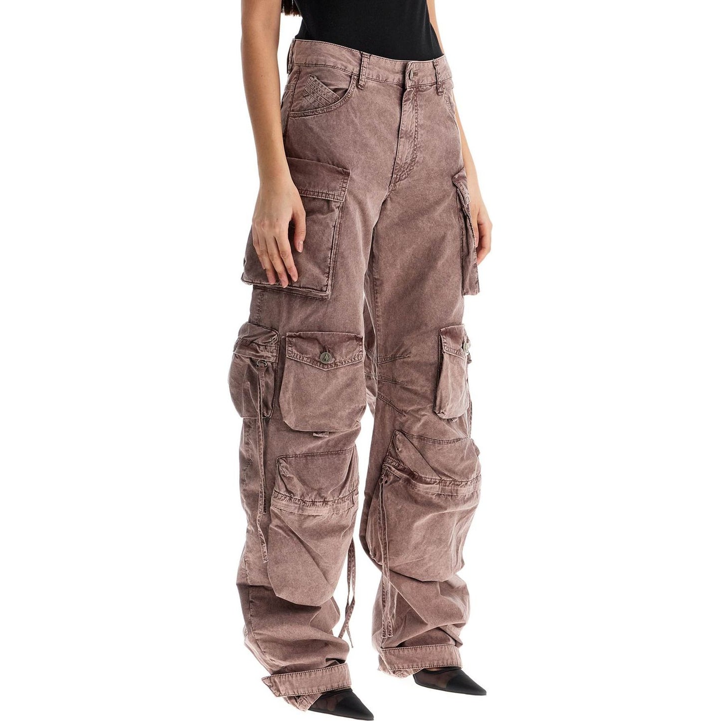 The Attico high-waisted wide-leg cargo pants washed mauve