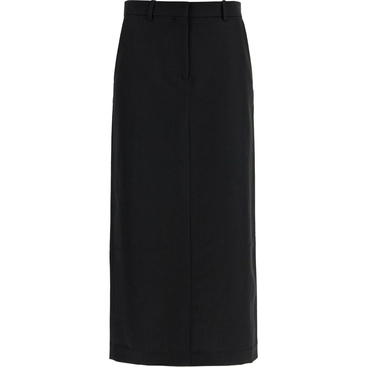 Toteme black midi straight low-waisted skirt in recycled polyester and wool