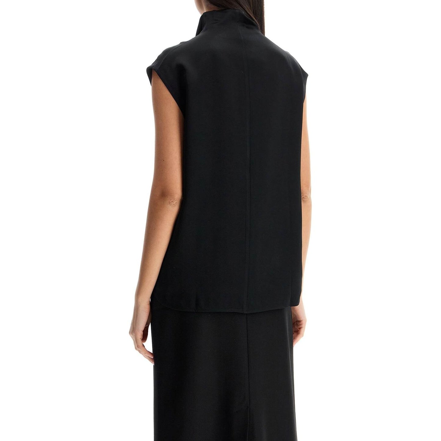 Toteme sleeveless black funnel neck top