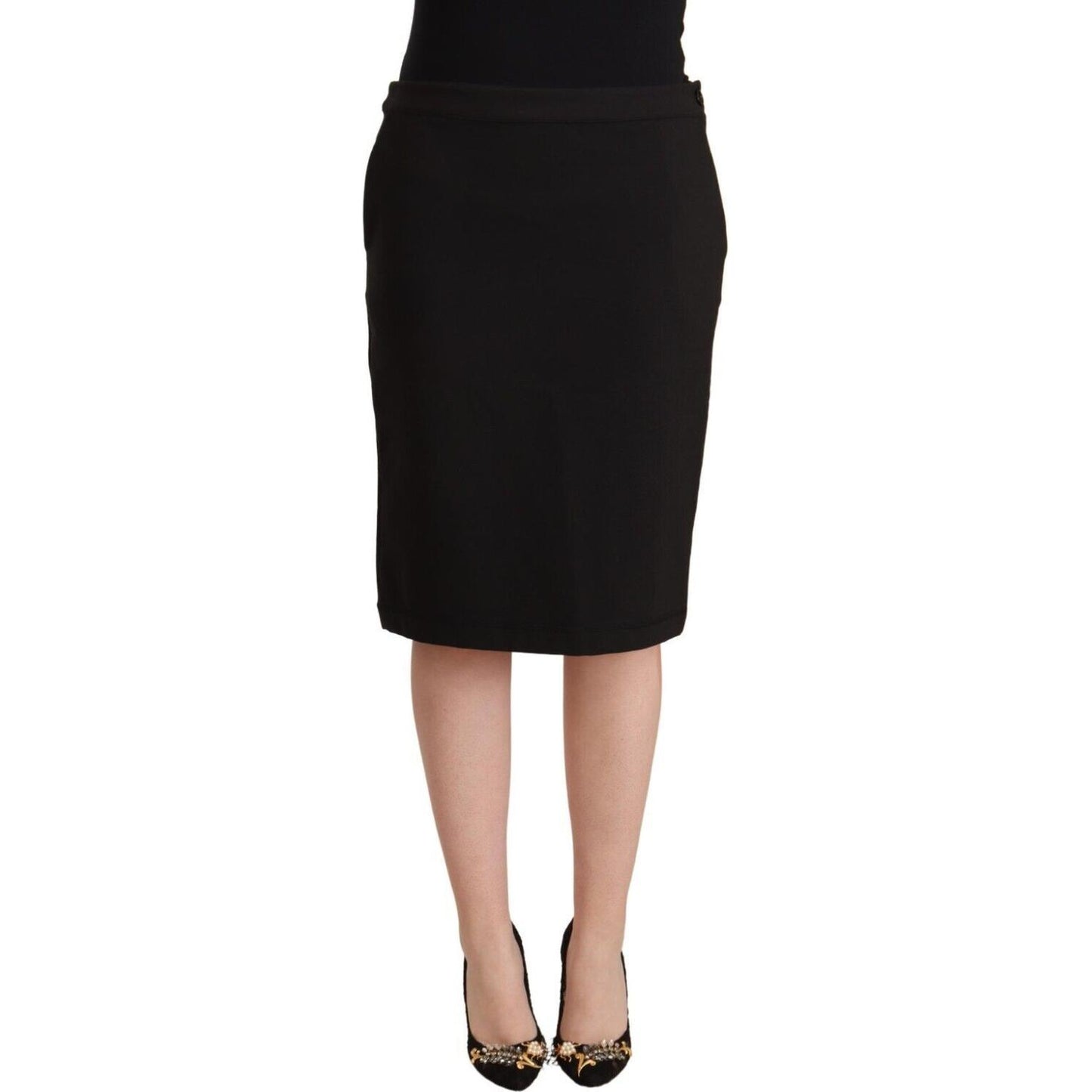 GF Ferre Chic Black Pencil Skirt Knee Length GF Ferre