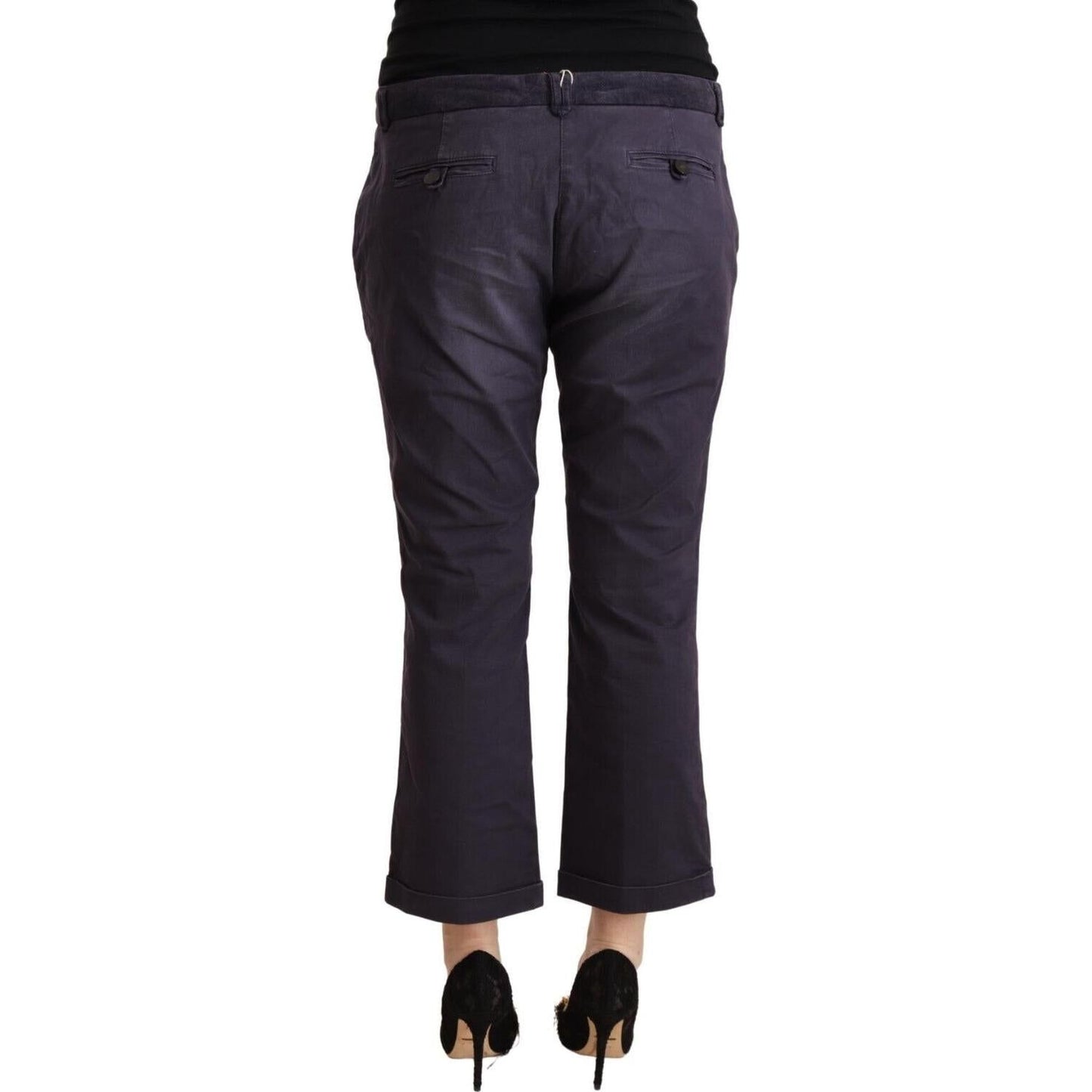 Jucca Black Low Waist Folded Hem Flared Cropped Pants