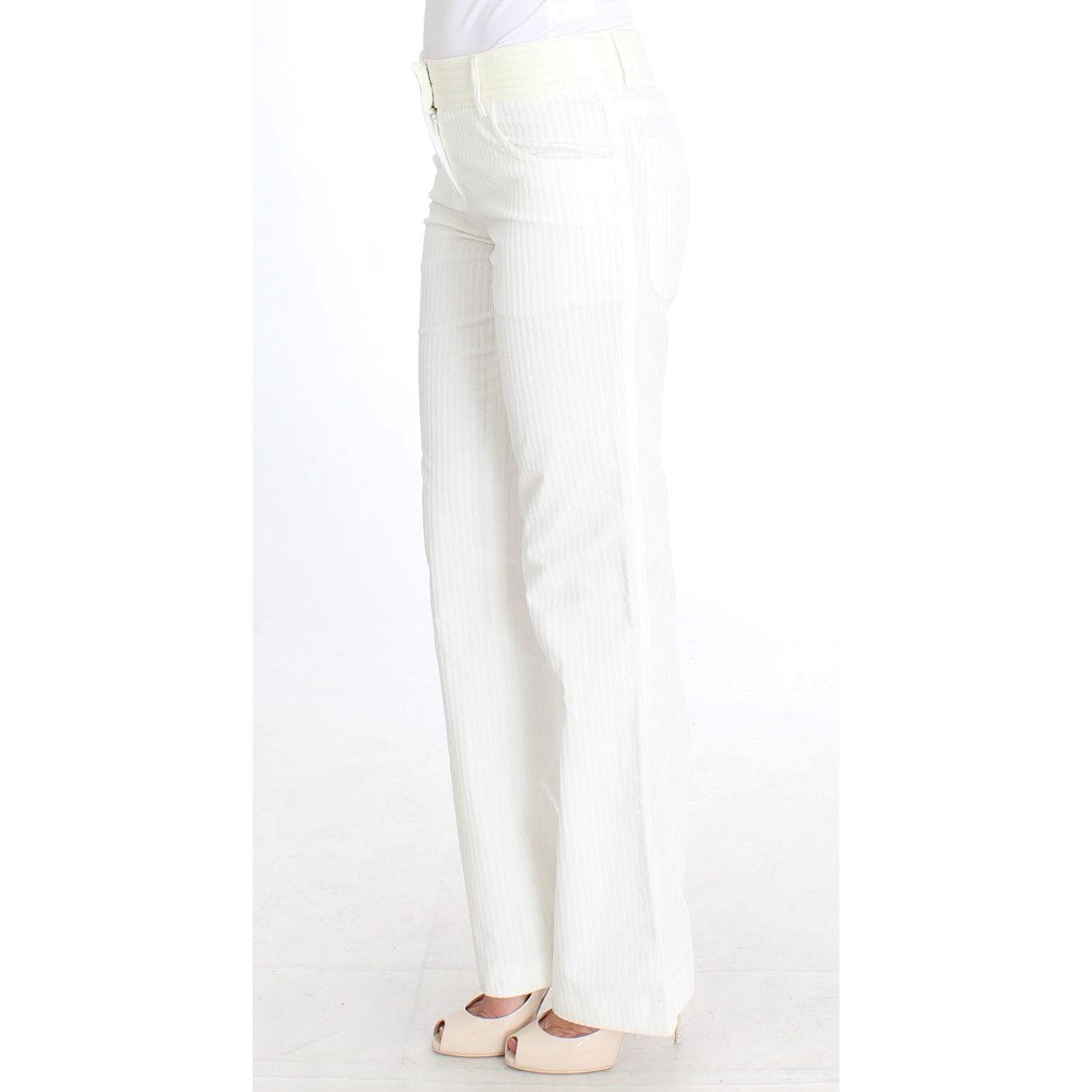 Ermanno Scervino White Striped Straight Fit Pants