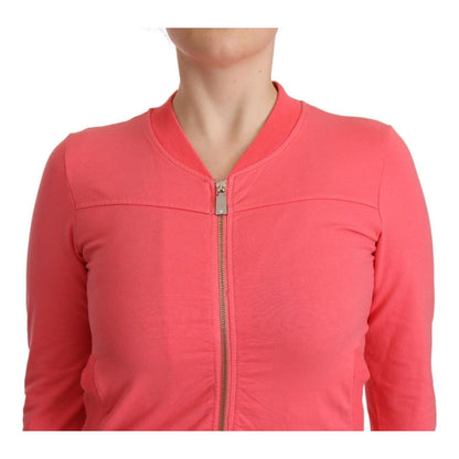 Blumarine Pink 3/4 Sleeve Zip Embellished Sweater