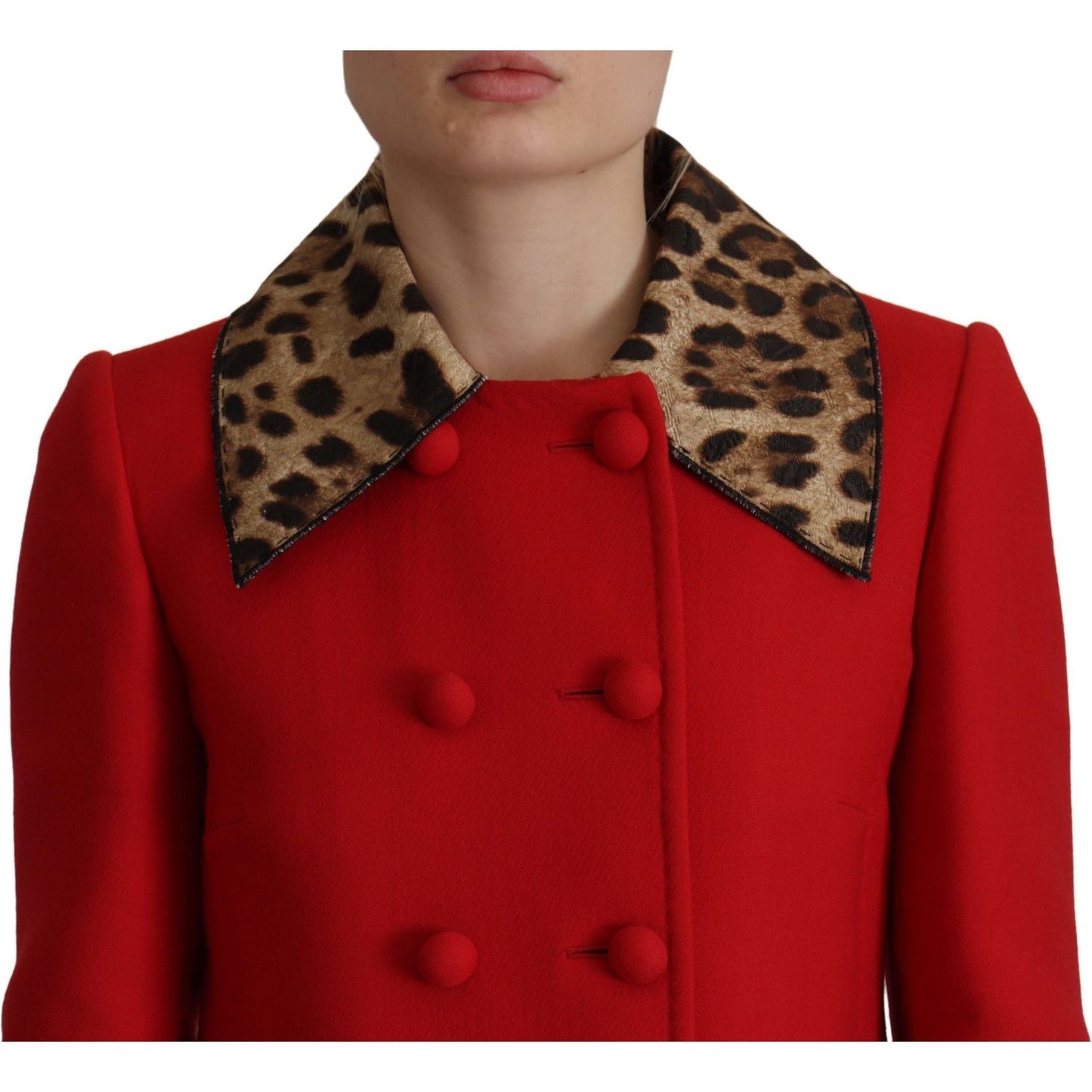 Dolce & Gabbana Elegant Red Leopard Trench Coat Dolce & Gabbana