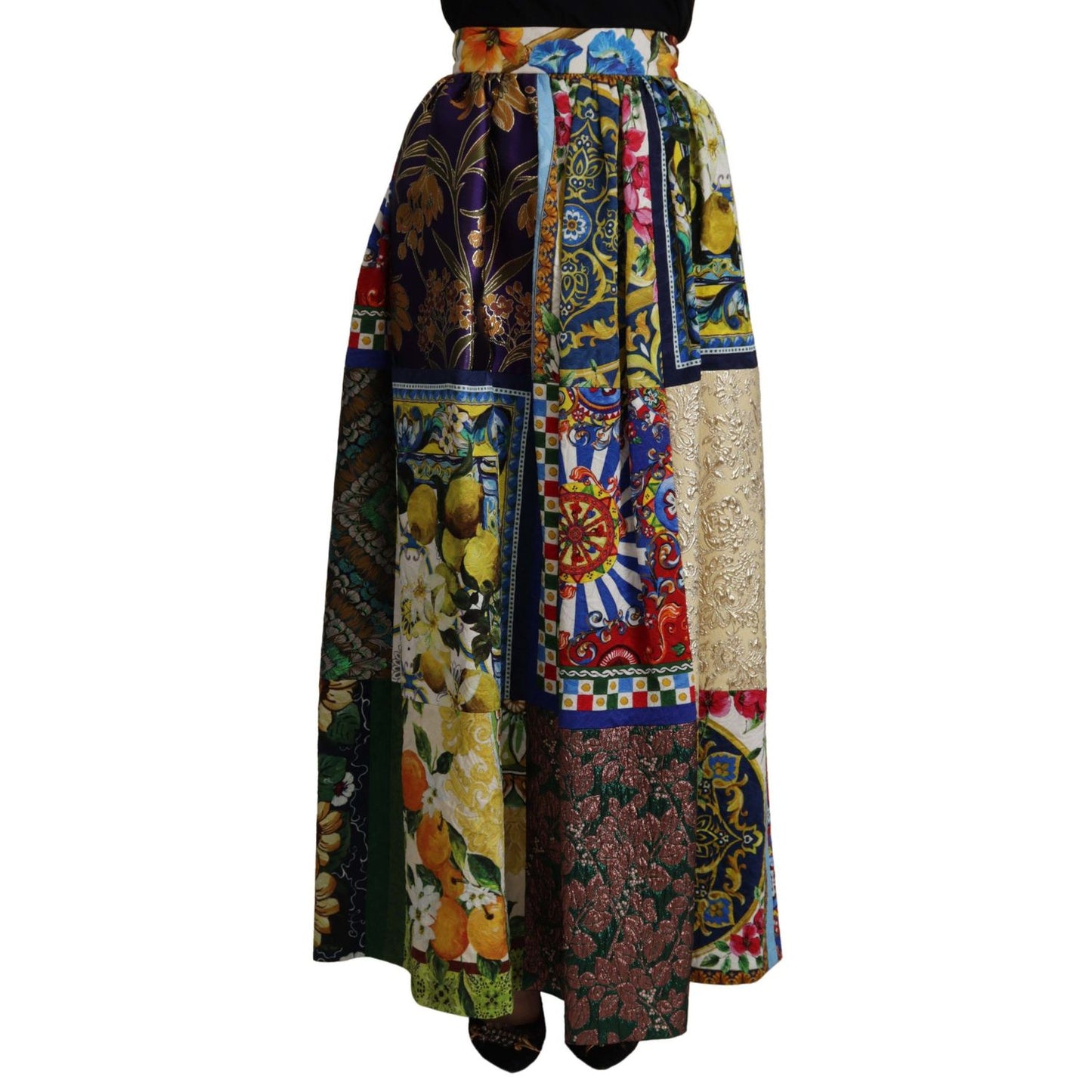 Dolce & Gabbana Multicolor Patchwork Sicily Long Maxi Skirt
