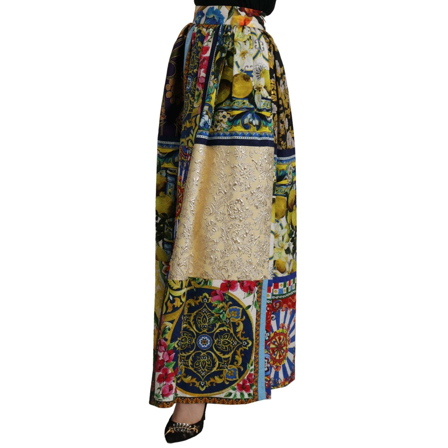 Dolce & Gabbana Multicolor Patchwork Sicily Long Maxi Skirt