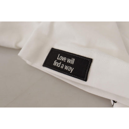 Dolce & Gabbana White Black Roses Crewneck Cotton T-shirt