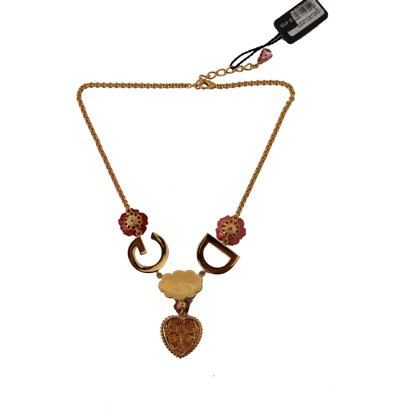 Dolce & Gabbana Glamorous Gold Crystal Charm Necklace WOMAN NECKLACE Dolce & Gabbana