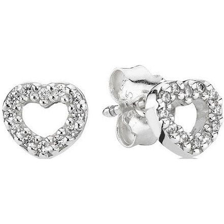 PANDORA JEWELS Mod. SILVER STUD EARRING WITH CUBIC ZIRCONIA DESIGNER FASHION JEWELLERY PANDORA